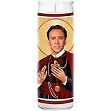 Cage Celebrity Prayer Candle - Saint Candle - 8 inch Glass Prayer Votive - Handmade in USA - Novelty Celebrity Gift