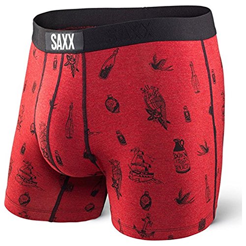 Saxx Mens Vibe Modern Fit Boxers Underwear Medium Red Lucky Sailor