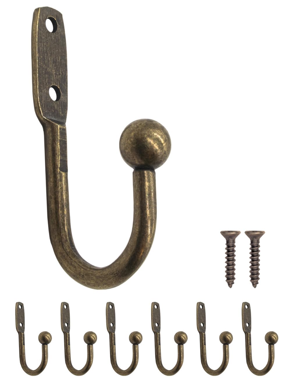 Fuxxer® - Wardrobe hooks, clothes hooks, wall hooks, classic design, 4.7 cm x 2.5 cm, set of 6, bronze