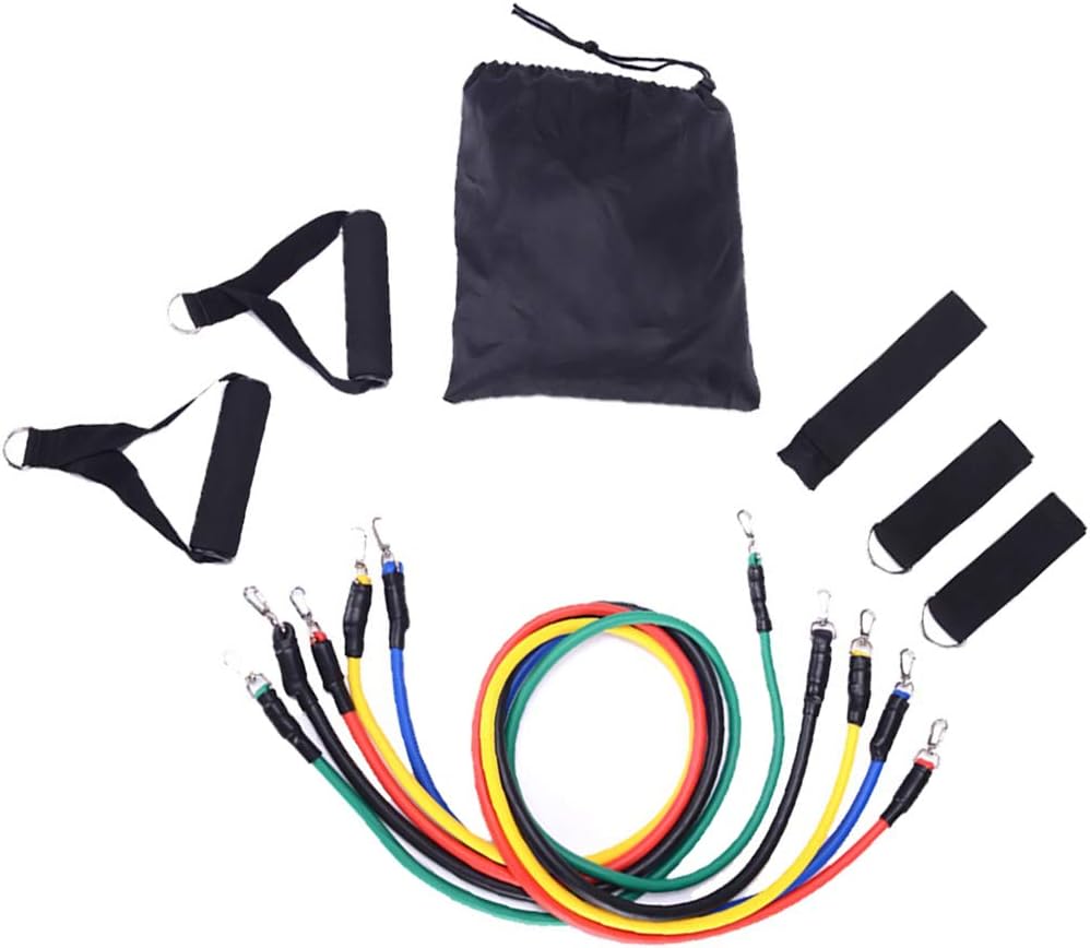 Forepin 11 Pack Premium Resistance Bands Set, Workout Bands with Door Anchor and Handles and Ankle Straps for Resistance Training Physical Therapy Home Exercise Yoga Pilates