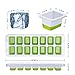 OMorc Ice Cube Trays 4 Pack, Easy-Release Silicone and Flexible 14-Ice Trays with Spill-Resistant Removable Lid, LFGB Certified and BPA Free, Stackable Durable and Dishwasher Safe (Larger - upgraded)