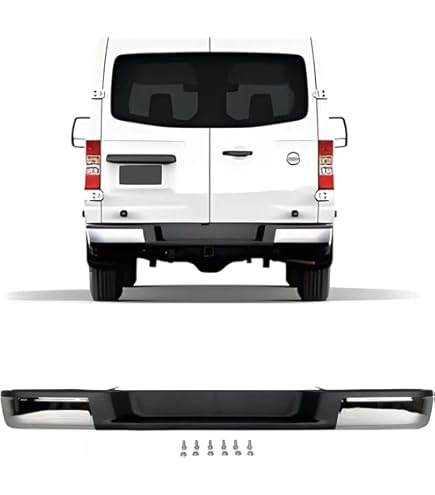 Primered Black Steel Rear Bumper For 2012-2021 Nissan NV - Direct Replacement Assembly