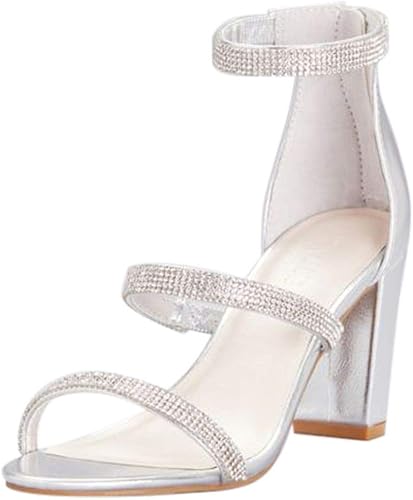 silver strappy block heels