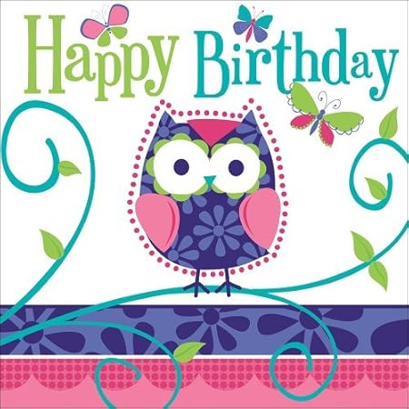 Hibou A thème Fête D'anniversaire - Chouette Copine fête Joyeux Anniversaire Serviettes De Lunch x 16