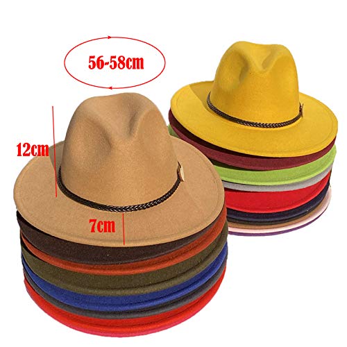 Xiang Ru Damen Fedora Hut Herren Wolle Trilby Panama Cap - Ledergürtel Trim Abnehmbares Band – Bild 6