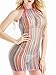 FasiCat Women Lingerie Rainbow Fishnet Babydoll Halter Stretch Chemise