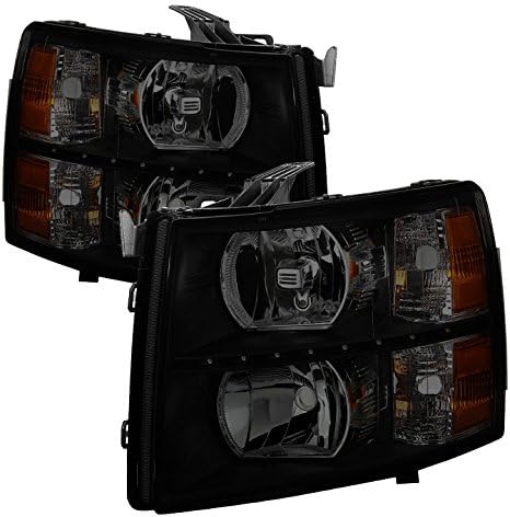 Jdragon for Chevy 2007-2013 Silverado Black Housing Smoke Lens Replacement LED Headlights Pair