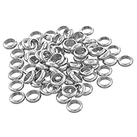 VALYRIA 50pcs Stainless Steel Silver Large Hole Spacer Beads Jewel DIY Finding (7mmx2mm)