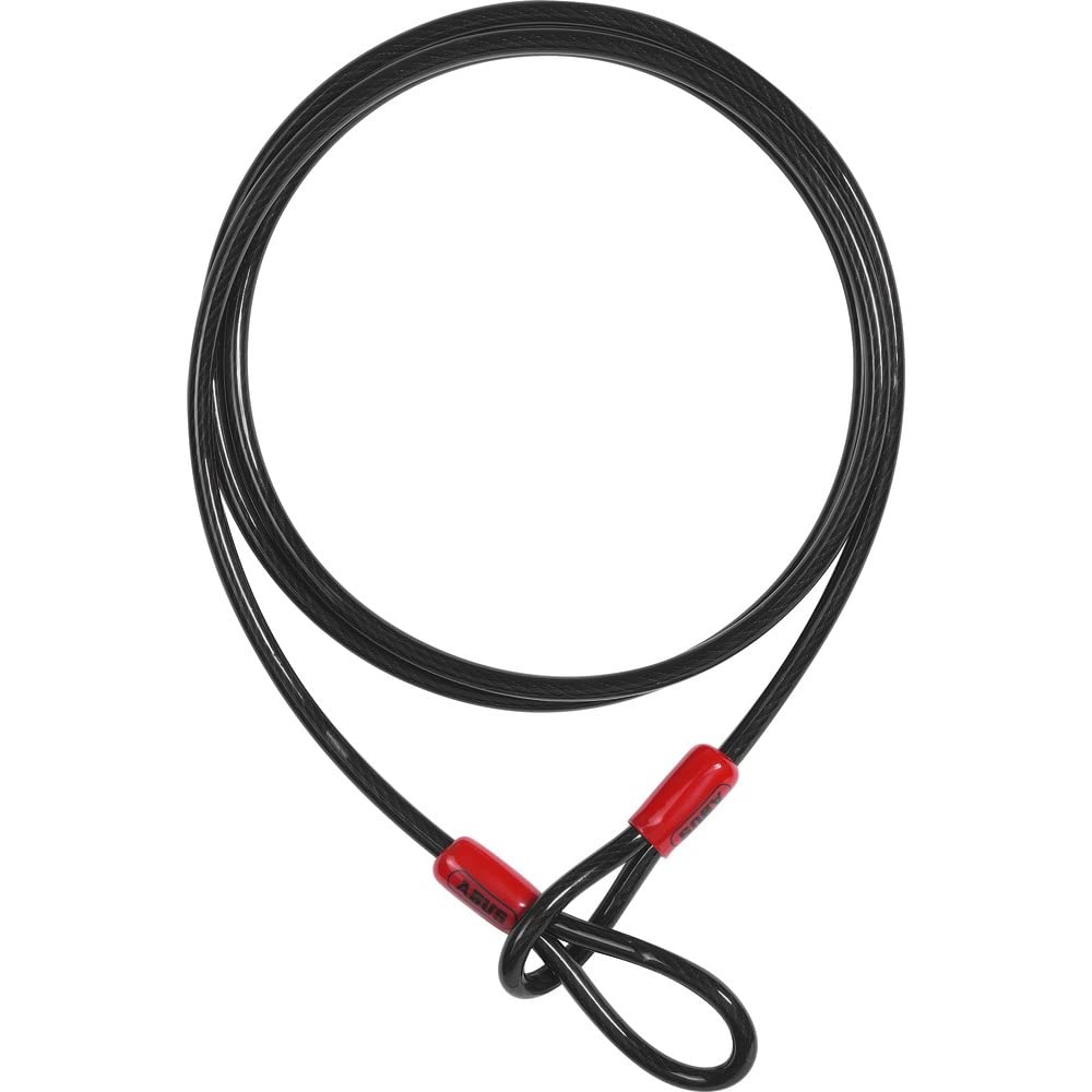 ABUS Cobra 8 loop cable - steel cable coated with plastic - security for bicycle and motorbike accessories - 2.5 metres long, 8 mm thick, black