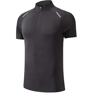 Zeiyignr Mens Quick Dry Quarter Zip Casual Sports Cycling Bike T-Shirts Moisture Wicking Athletic Pullover Outdoor Hiking Tee