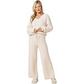 Softies Waffle Marshmallow V-Neck Lounge Set for Women – Ultra Soft 2-Piece Loungewear with Long Sleeve Top & Pants