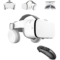 VR Headset Compatible with iPhone & Android Phone - Universal Virtual Reality Goggles with Remote Control - 3D VR Glasses Pla