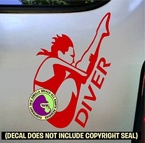 DIVER FEMALE Springboard Vinyl Decal Sticker E