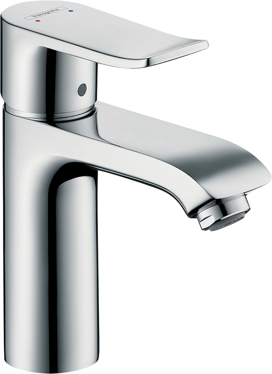Metris 100 Single Lever Wash Basin Mixer Tap with Pop-up Plug for Wash Basin, white, 31084000