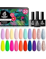 Beetles 20 Pcs Gel Nail Polish Kit Fall Winter Gel Nail Polish Red Orange Yellow Soak Off Nail Gel Set