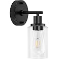 GORDNWE Set Of 2 Bathroom Wall Sconces - Brushed Nickel, Clear Glass Shade, E26 Base, Modern Vanity Light