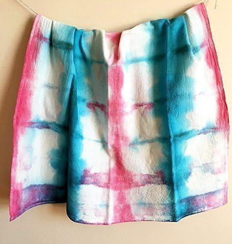 Flour Sack Dish Towel - Shibori Tea Towel - Teal and Pink Tea Towel - Housewarming Gift
