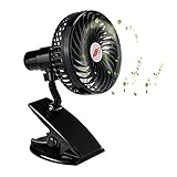 LINGSFIRE Rechargeable Battery Clip on Fan Mini Desk Fan Clip and Table Fan Handheld Outdoor Fans Personal Fans Adjustable Head, 3 Speeds - USB or Battery Powered (Black)