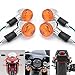 Astra Depot 4x Amber Lens Chrome Housing Bullet Front Rear Turn Signal Blinker Indicator Light For Motorcycle Street Standard Custom Bike Cruiser Bobber Chopper