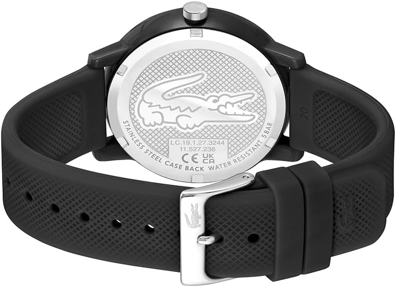 Relógio analógico de quartzo lacoste para homem ou mulher, com elegante pulseira de silicone com textura petit piqué