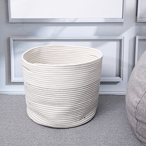 Jolly Jon Large Cotton Rope Storage Basket - Black & Ivory Off White Color - Woven Handles for Laundry or Toys - Magazine Container or Toy Bin - Nursery Organization & Baby Room Baskets by Products