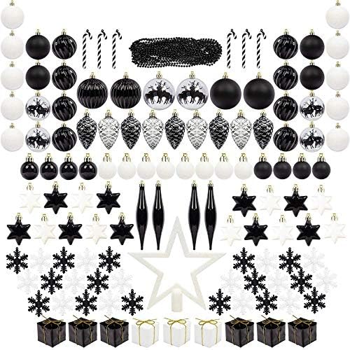 DesktopICP Christmas Tree Decorations Tree Decorations/Baubles Novelty Decorations 122ct Christmas tree decoration full Christmas bauble decorations, including hat snowflake, wire gift box, pine cone