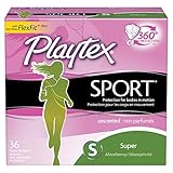 Playtex Sport Tampons with Flex-Fit Technology, Super, Unscented - 36 Count