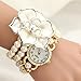 Binmer(TM) Women Flowers Pearl Wrapped Bracelet Watch Ladies Fashion Students Watch (White)