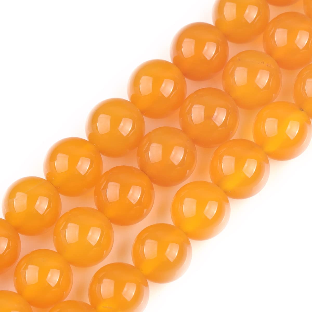 GEM-Inside 10mm Yellow Agate Round Gemstone Semi Precious Loose Beads for Jewellery Making 15''