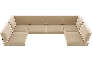 LayinSun Outdoor Furniture Replacement Cushions for 6 Seat Patio Rattan Wicker Sectional Conversation Sofa Set, 14-Piece Cushions Set