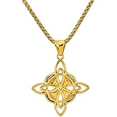 Pregeckit Stainless Steel Witches Knot Necklace Triquetra Trinity Knot Pendant Protection Amulet Witchy Jewelry for Women