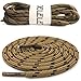 DELELE Round Work Boot Laces: 47 inch Light Brown Black Heavy Duty Hiking Shoe Laces for Boots 2 Pair