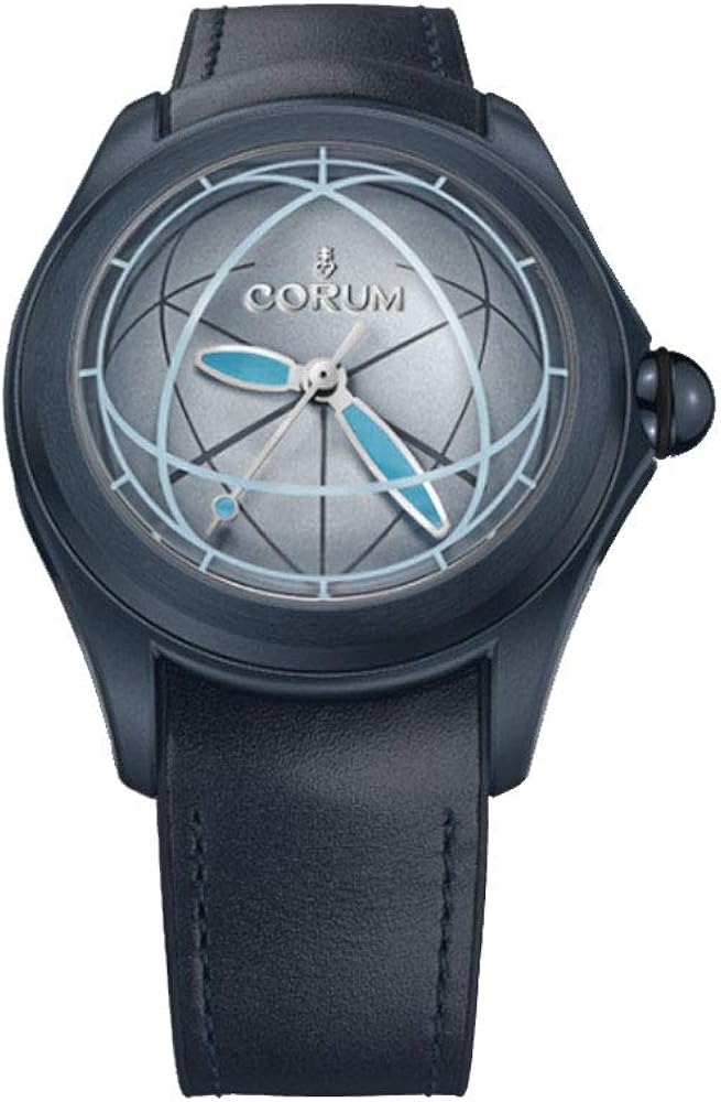Corum Men's Heritage Bubble Blue Leather Band IP Steel Case Automatic Analog Watch 082.312.98/0063 OP02 R