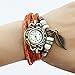 6 Pcs Lot Wholesale Vintage Wrap Around Women's Bead Leaf Bracelet Quartz Watch LOTW047