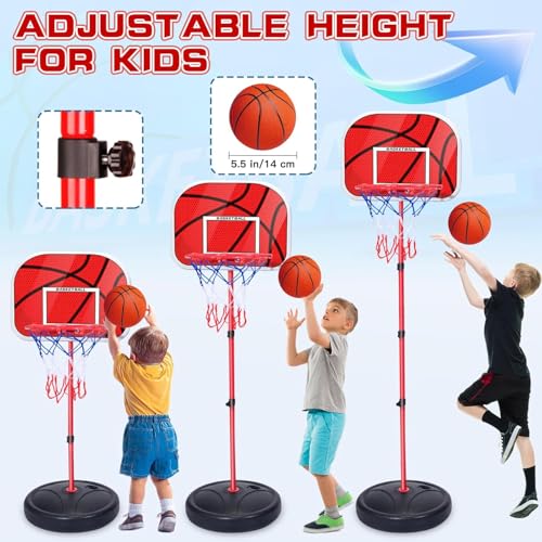 Kezidhp Children's Basketball Hoop with 3 Balls, 1 Pump, Adjustable Height 50-150 cm, for 3 to 8 Years Children, Indoor and Outdoor