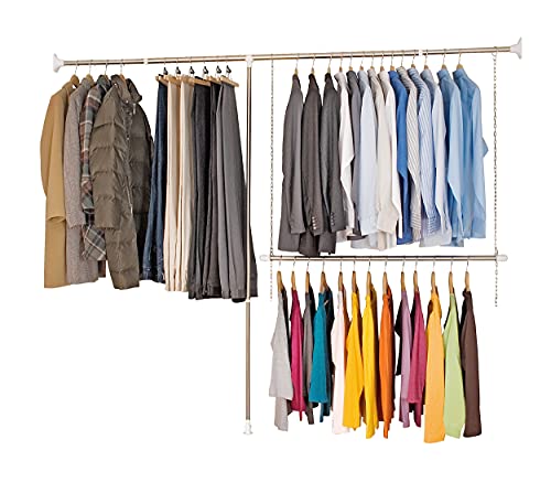 Wenko 6200030100 Telescopic Clothes Rack System 3piece, Metal Stainless Steel, Silver Shiny