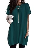 Poetsky Womens Short Sleeve Long Tunic Tops with