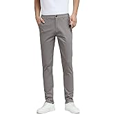 Plaid&Plain Men's Skinny Stretchy Khaki Pants Colored Pants Slim Fit Slacks Tapered Trousers