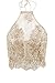 Simplee Apparel Women's Halter Neck Tank Crop Top Sleeveless Lace Vest Bustier, Small, Gold