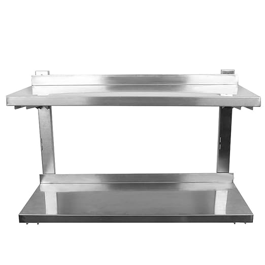 Wefun Edelstahl Wandregal für Küche,Gastronomie Küchenregal Edelstahlregal,2-Schicht-Höhenverstellbar Einlegeböden