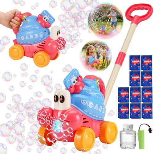 Crab Bubble Machine for Kids,Handheld or Push Bubble Maker Blower,Bubble Lawn Mower