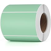 YIKIADA Green Direct Thermal Labels Vinyl 3 × 2 Inch Self-Adhesive Rectangle Stickers Roll Waterproof Printer Decals Name Tag for QR Code DIY Office Address 500 PCS