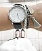 WRISTOLOGY Olivia Womens Chunky Silver Boyfriend Watch Black Leather Strap