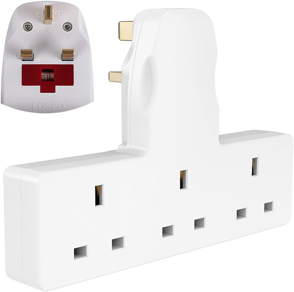 FADII UK 3 Way Plug Adaptor Surge Protector Triple Socket 13A Fuse