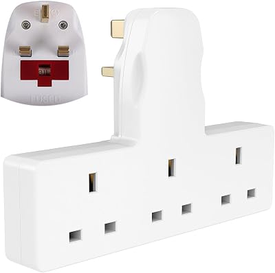 FADII UK 3 Way Plug Adaptor Surge Protector Triple Socket 13A Fuse