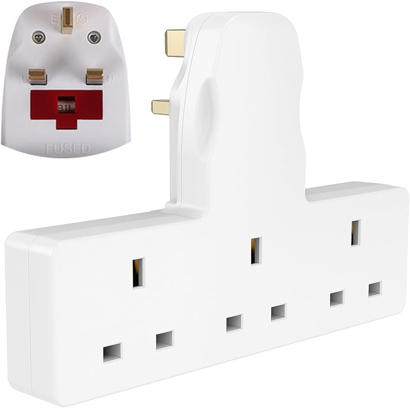 FADII UK 3 Way Plug Adaptor Surge Protector Triple Socket 13A Fuse