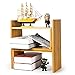 NIUBEE Adjustable Desktop Bookshelf Desk Storage Organizer Bamboo Wood Counter Top Display Shelf Rack Counter Office Storage Rack Top Bookcase - Office Supplies Desk Organizer Display, Yellow