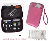 Diabetic/Cosmetic Organizer Cooler Bag-for Insulin, Testing Kits,W/2x Ice Pack Included -Pink