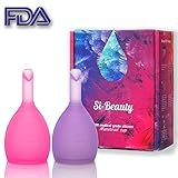 Comfortable Organic Menstrual Cups - Set of 2 Reusable Period Cups with FDA Certification, Medical Grade Silicone Moon Cup, Health Protection & Softness - Pink & Purple (Large)