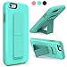 ZVEdeng iPhone 6 Case, iPhone 6S Case, Vertical and Horizontal Stand Finger Strap Foldable Kickstand Holster Phone Stand Dual Layer Anti Scratch Case Cover for Apple iPhone 6 / 6s 4.7'' Mint Green